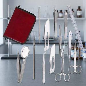 Ensemble d'instruments chirurgicaux en acier inoxydable, outils de formation médicale pour étudiants, pratique de la suture avec étui et règle - Product Image 2