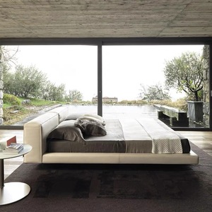 Lit doux en velours personnalisé de luxe moderne et léger mobilier de chambre à coucher villa et <span class=keywords><strong>manoir</strong></span> lit en cuir - Product Image 3