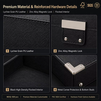 Boîte cadeau en cuir PU grain litchi, matériaux recyclés, gaufrage, fermeture magnétique, quincaillerie en alliage de zinc pour bijoux et soins de la peau pour hommes