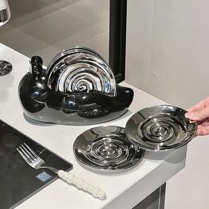 Mignon <span class=keywords><strong>escargot</strong></span> conception fruits assiette à dessert ménage assiette en céramique ensemble cuisine plats de service - Product Image 4