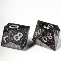 LuxeRoll Stardust Black Sharp Edge Resin Dice Set 7Pcs Polyhedral Sharp Edge DND Dice for TRPG Board Game Gamer Collection Gift