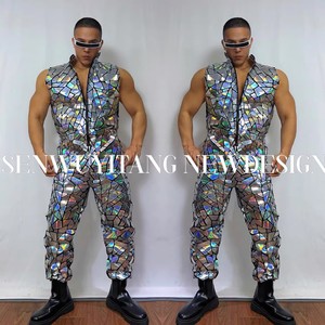 Costume <span class=keywords><strong>da</strong></span> Ballerino di Street Dance FUNTOYS, Tuta con Paillettes a Specchio Laser per Palcoscenico, Hip Hop, Club, Bar, Danza <span class=keywords><strong>da</strong></span> Sala Stampata - Product Image 5