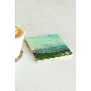 Sous-verre carré en pierre unique de 28 mm de la série Vincent Van Gogh, idéal pour les cadeaux d'affaires ou la promotion - Product Image 2