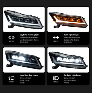 Conjunto de Faros Delanteros Modificados para Accord Octava Generación 2008-2012, Full LED de Cuatro Lentes, 12V, Nueva Luz Direccional Fluida - Product Image 3