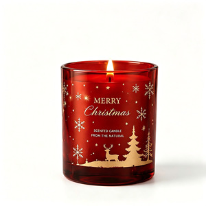 Vela Aromática de Navidad en Frasco de Vidrio Rojo, Decoración Navideña, Diseño Clásico, Una Mecha, Regalo de Aromaterapia - Product Image 1