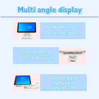 Système de point de vente (PDV) de bureau haute performance avec écran tactile de 15,6 pouces, caisse enregistreuse, support pliable en aluminium, machine PDV tout-en-un pour la vente au détail