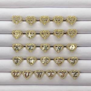 Duyizhao Hip Hop Personality 14k Gold Plated Round <strong>Initial</strong> Letter Alphabet Oyster Heart <strong>Ring</strong> for Women Girl Jewelry - Product Image 5