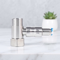 Robinet à bille trois voies 1/4 pouce moderne pour eau froide, robinet de cuisine et salle de bain, interface à connexion rapide, poignée en acier inoxydable 304, facile à utiliser