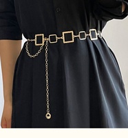Ceinture Chaîne de Taille Carrée en Alliage Doré et Argenté Tendance pour Femmes
