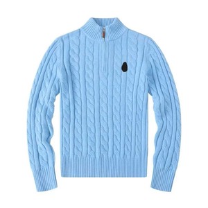 Maglione Invernale da Uomo alla Moda con Mezza Zip in <span class=keywords><strong>Cotone</strong></span>, Nuovo Top Lavorato a Maglia con Logo Frontale - Product Image 4