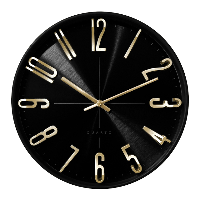 Wholesale 12 Inch Modern Luxury Silent 3D Black Plastic Wall Clock Nordic Custom Large Decorative for Wedding Living Room