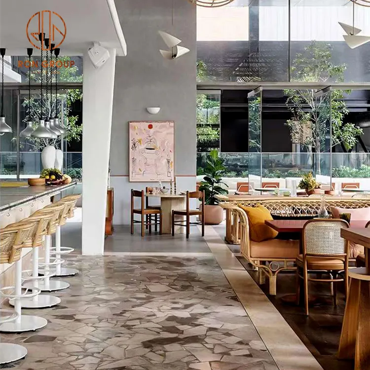 Ucuz fiyat ticari özel 3d tasarım hizmeti otel ziyafet projesi restoran mobilya setleri katı ahşap Modern yemek sandalyesi