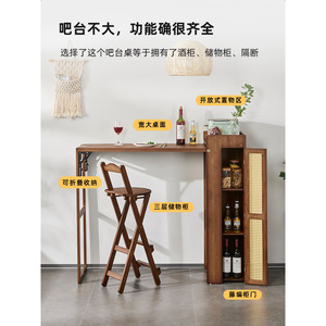 Zhumei Residence <b>Foldable</b> Bar <b>Table</b> L Shape Solid Wood High <b>Table</b> <b>With</b> Storage For Small Apartments Living Room Balcony - Product Image 2