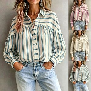 Nueva Blusa de Mujer Otoño 2026 con Cuello Solapa a Rayas, Manga Larga, Ajuste Holgado, Estiliza, Casual Diaria, con Botones - Product Image 5