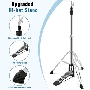Support de charleston pliable et portable AOOLOO en fer et alliage d'aluminium, hauteur réglable, modèle 25 mm avec pédale fluide - Product Image 4