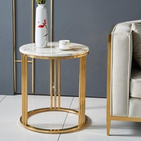 Table basse de luxe 2021, table d'appoint moderne, structure en bois massif, plateau en marbre blanc, ronde