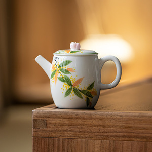 Guanlan Hand Painted Osmanthus Teapot Porcelain Round With Lid Kung Fu <b>Tea</b> <b>Set</b> Single <b>Tea</b> Infuser Filter Afternoon <b>Tea</b> - Product Image 1