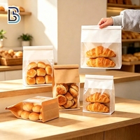 Sac en papier kraft blanc et brun écologique avec fenêtre, qualité alimentaire, résistant à la graisse, pour boulangerie, pain et toast, vente en gros