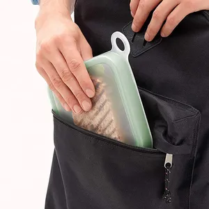 Wholesale Portable Silicone Sandwich Toast Bento Box With Handle Food <b>Container</b> <b>Snack</b> Student Office Worker Lunch - Product Image 6