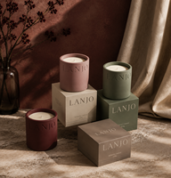 Bougie parfumée en cire de soja LANJO avec logo personnalisé, en pot, pour l'aromathérapie, la décoration et les cadeaux.