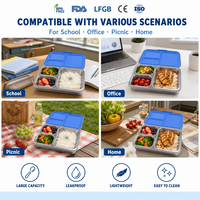 Kinder 3-Fach Edelstahl Lunchbox 1240ml Auslaufsicher BPA-Frei Dampfsicher Gefriergeeignet Bento-Box für die Schule