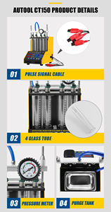 ऑटो ct150 इंजेक्टर क्लीनर कार अल्ट्रासोनिक ईंधन इंजेक्टर और ct150 इंजेक्टर सफाई टेस्टर 220v/110v 4 4 सिलेंडर के साथ - Product Image 6