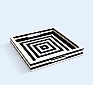 Plateau de service de luxe durable et écologique en résine incrustée pour hôtel restaurant maison cuisine table à manger utilisée par un fournisseur indien - Product Image 4