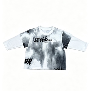 T-<span class=keywords><strong>shirt</strong></span> tricoté à col rond pour enfants garçons et filles, manches longues, imprimé tie-dye, style streetwear, décontracté, automne, vente en gros - Product Image 1