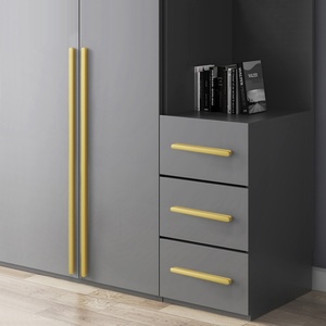 Laci pegangan pintu kabinet dapur logam campuran aluminium emas hitam sederhana Amerika menarik perabotan panjang pegangan perangkat keras - Product Image 6