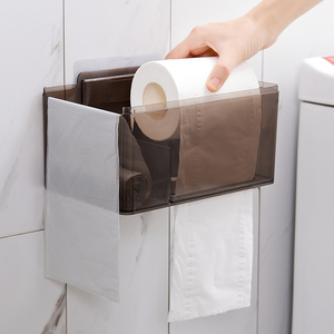 Boîte de rangement de mouchoirs en plastique,, nouveau design sans perceuse murale, adhésif dur, organisateur salle de bains avec couvercle, support de boîte de mouchoirs - Product Image 5