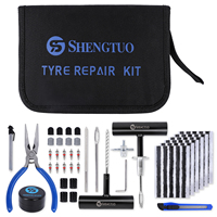 Kit de réparation de pneus de voiture 62 pièces : bandes de réparation d'urgence pour crevaison et outils de collage pour mécaniciens automobiles