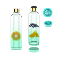 2023 dernière bouteille d'eau infuseur de 1 litre en plastique sans BPA couvercle étanche marqueur de temps thermique jus de fruits réutilisable Sport Logo