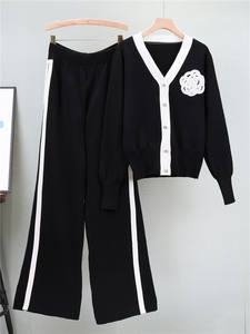 2025 nouveau lb automne hiver à manches longues Cardigan haut ample jambe large femmes pantalon deux pièces ensemble Fitness Sport porter femmes-acheter - Product Image 4