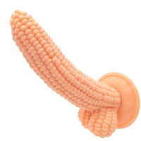 Jouet pour adultes en forme de maïs, couleur transparente, gode avec base à ventouse, jouet texturé pour le plaisir des femmes, utilisation anale