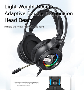 EK02 YESIDO avec Lumière RGB Casque de Jeu Professionnel avec Basses, Écouteurs Confortables et Arceau en Métal - Product Image 6