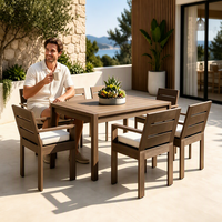 Table de repas d'extérieur design contemporain en chêne, imperméable et légère