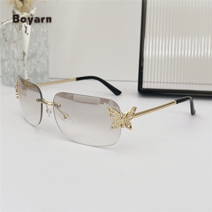 Fábrica al por mayor gafas de sol cuadradas sin montura gafas de sol de moda mujeres hombres MARCO DE Metal sombras LOGO gafas personalizadas gafas - Product Image 3