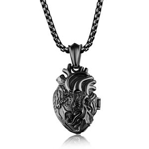 Moda Punk corazón joyería hombres Acero inoxidable anatómico órgano corazón medallón colgante collar para hombres - Product Image 1
