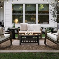 Brasero extérieur moderne en fer poli de 32 pouces avec couvercle imperméable pour patio et camping (noir)