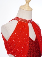 Combinaison de danse lyrique pour filles de 6 à 16 ans, sans manches, avec découpes, corsage à sequins et strass, et bas de combinaison en maille scintillante à jambes larges