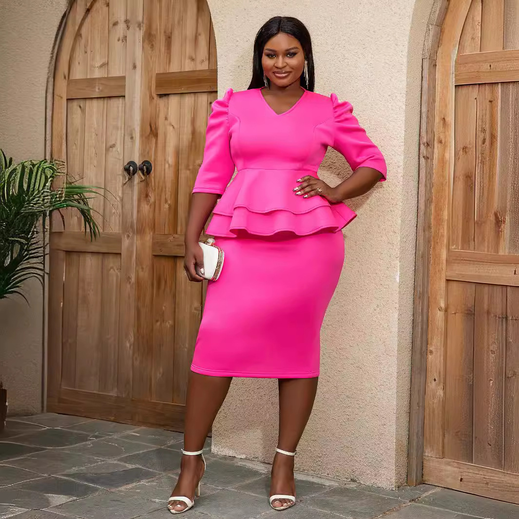 Off Shoulder Peplum Elegant Plus Size Women's Dresses Off Shoulder Peplum Elegant Plus Size Women's Dresses