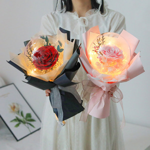 Regalo del Día de San Valentín 2024 rosas eternas globo Mini ramo boda acrílico un Grado Gran ramo de rosas preservadas para el Día de la madre - Product Image 1