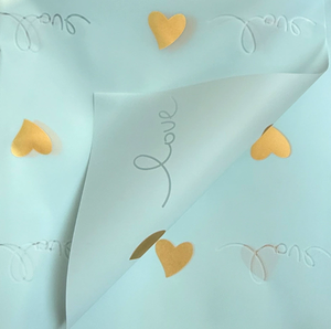 Papel de regalo impermeable al por mayor para el Día de San Valentín, en forma de corazón, azul, plástico, para empaquetar ramos de flores. - Product Image 1
