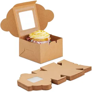 Wholesale new small bakery boxes with window snacks mini pies donuts party gift cafe restaurant takeaway paper box