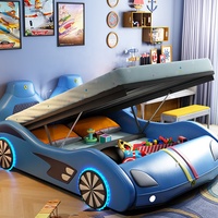 Rotes Rennwagen-Etagenbett für Kinder Kinderzimmermöbel Rennwagenbett mit Licht Neu