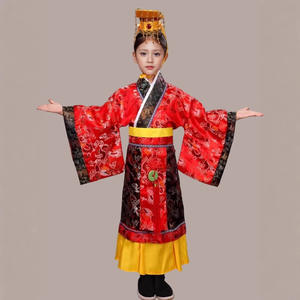 ชุดฮั่นฝูเด็กแบบจีนโบราณ ชุดจักรพรรดิ์สีแดงสำหรับเด็กชายและหญิง ชุดแสดงบนเวที ชุดถังสำหรับเด็ก ชุดคลุม+หมวก - Product Image 3