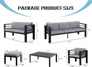 Ensembles de conversation extérieure de luxe tout temps moderne haut de gamme salon meubles de jardin en aluminium - Product Image 6