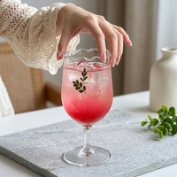 Verre à pied haut en verre soufflé – Écologique, pour jus, soda, boissons froides, thé au lait et cocktails, idéal pour les fêtes
