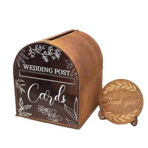 Wooden <b>Wedding</b> <b>Card</b> Drop <b>Box</b> Rectangle Reusable Desktop Storage <b>Wedding</b> Party Decor - Product Image 3