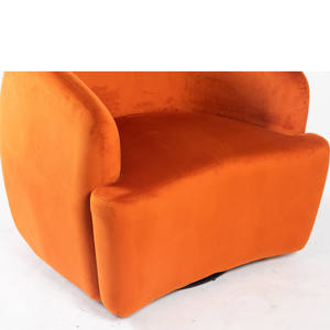 Sillón moderno de gran tamaño Sillón de terciopelo de color naranja francés y base giratoria - Product Image 4